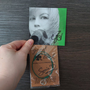 Irish themed signed photo and Irish charm